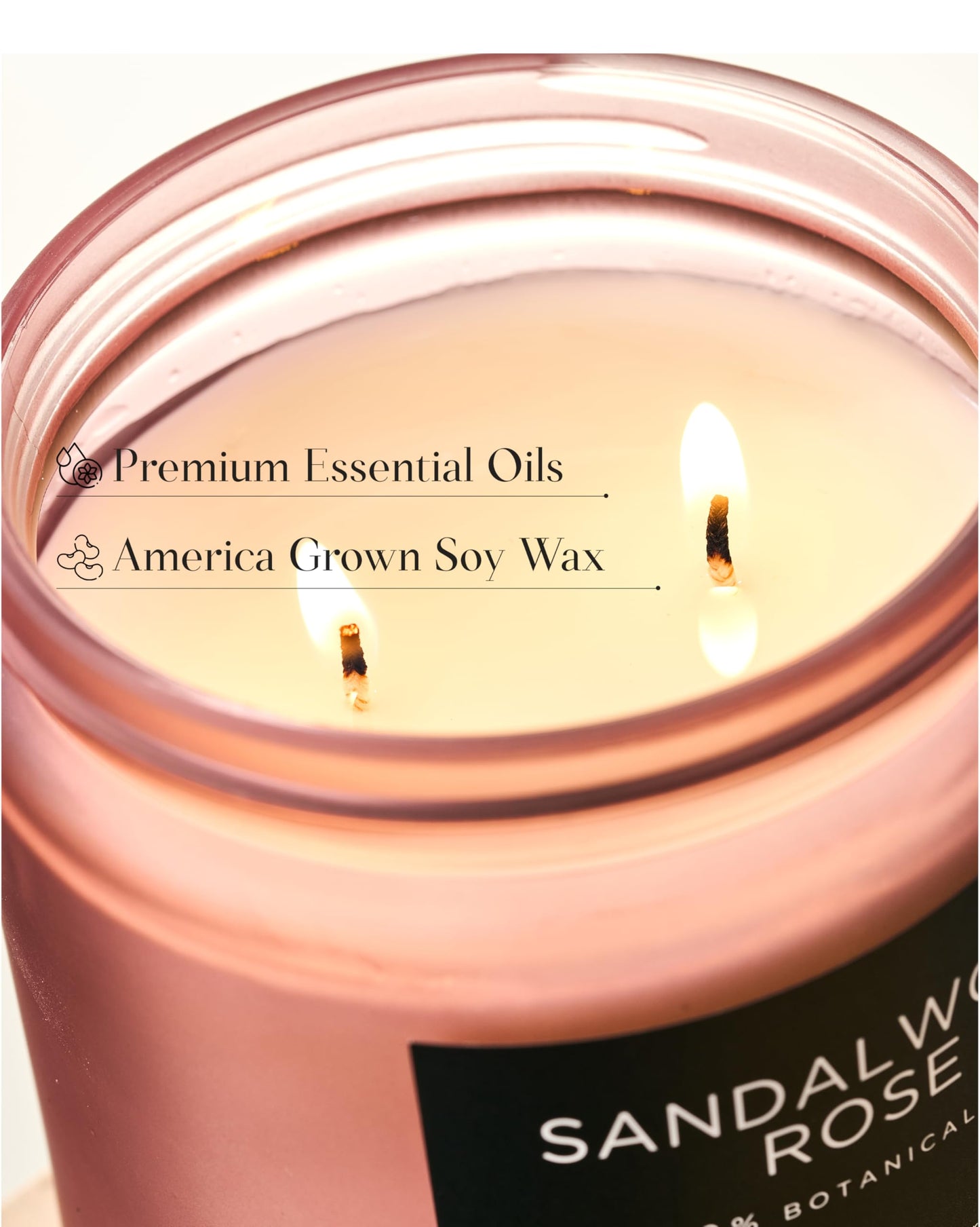 M&SENSE Sandalwood Rose Scented Candle - 11.6oz Natural Soy Wax Non Toxic 70-Hour Burn Long Lasting Candle, 2-Wick Strong Scent for Home - Slow-Burning Housewarming Gift for Men & Women