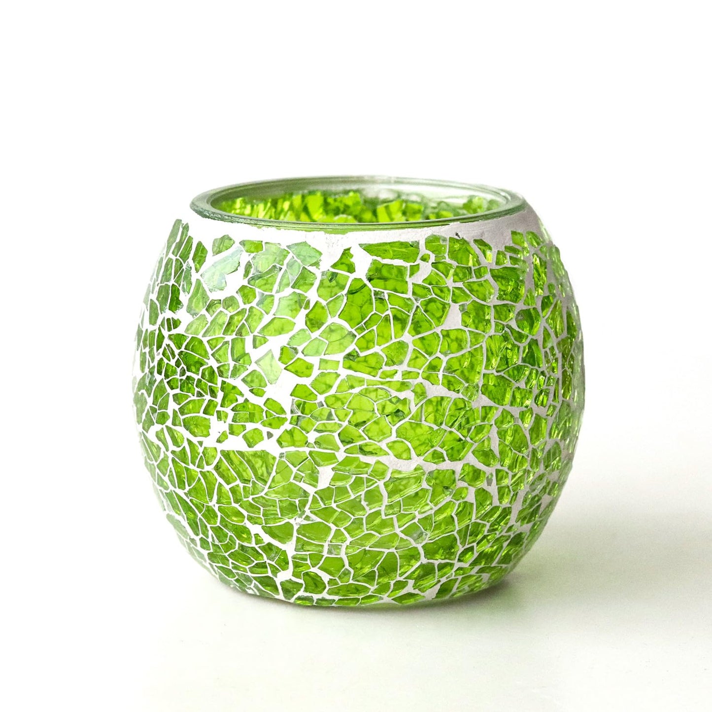 Lime Green Glass Votive Candle Holder – Crackle Votive Style, Perfect for Weddings & Home Decor (1 Pack)