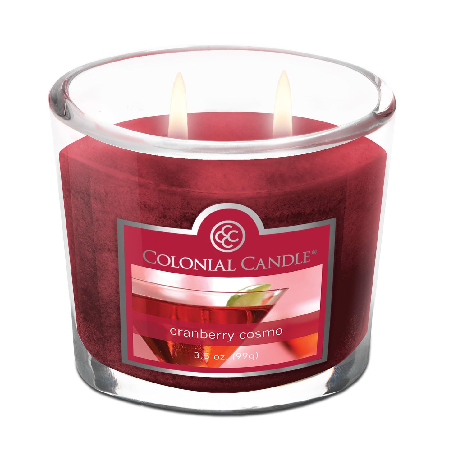 Colonial Candle Cranberry Cosmo Scented Jar Candle, 2 Wick, 3.5 oz, Mottled Wax Candle