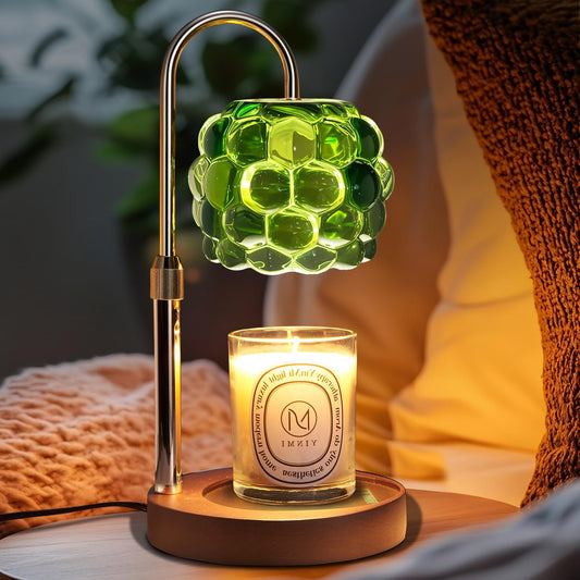 Candle Warmer Lamp with Timer Adjustable - Height Candle Warmer, Dimmer, Vintage Glass Wax Melting Lamps for Home Decor, for Candles in Jars with 2 Bulbs