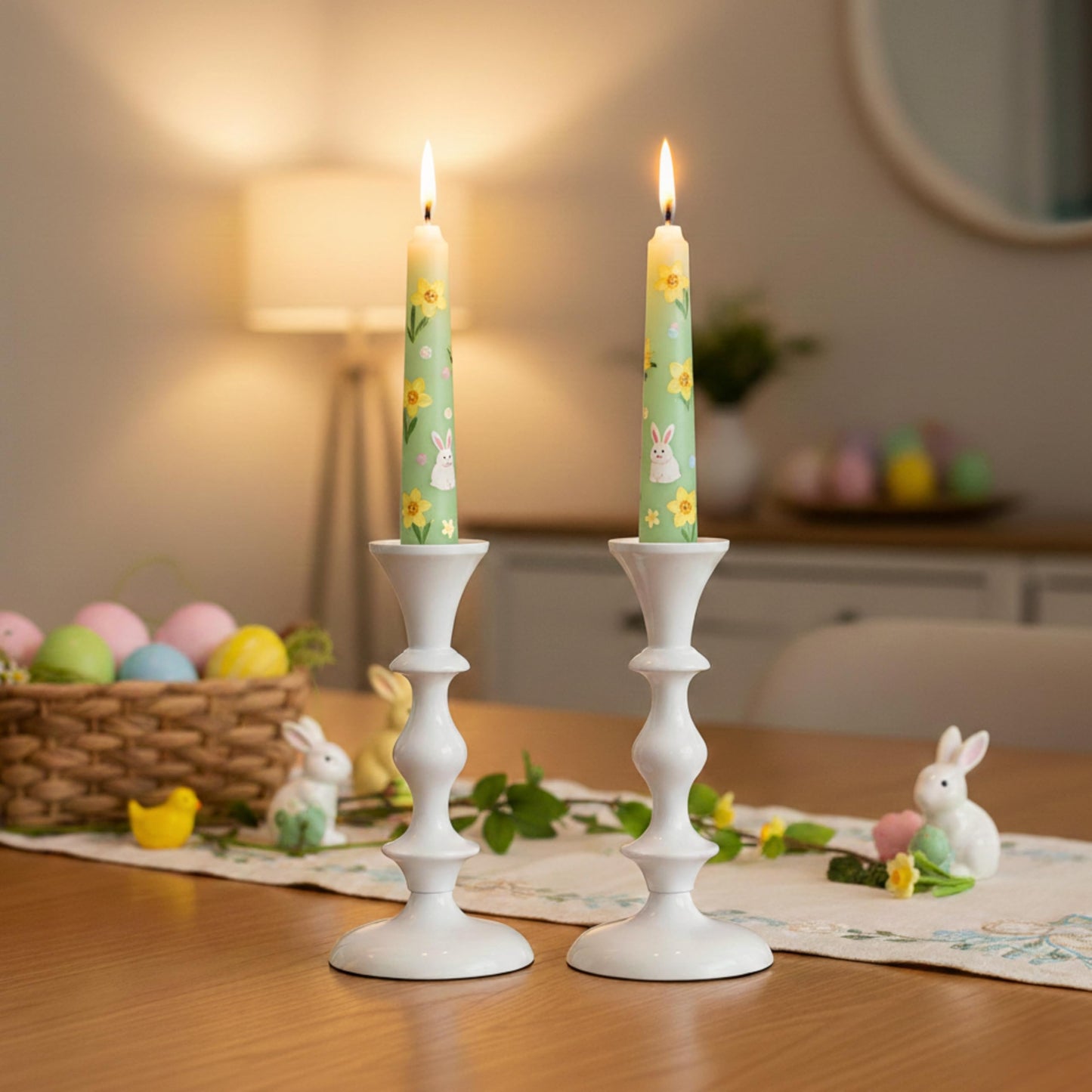 Rely+ White Metal Taper Candle Holders Set of 2 – 5.75" Decorative Candlestick Holders for Table Centerpiece, Home Décor, Dining Table, Wedding & Party Decorations