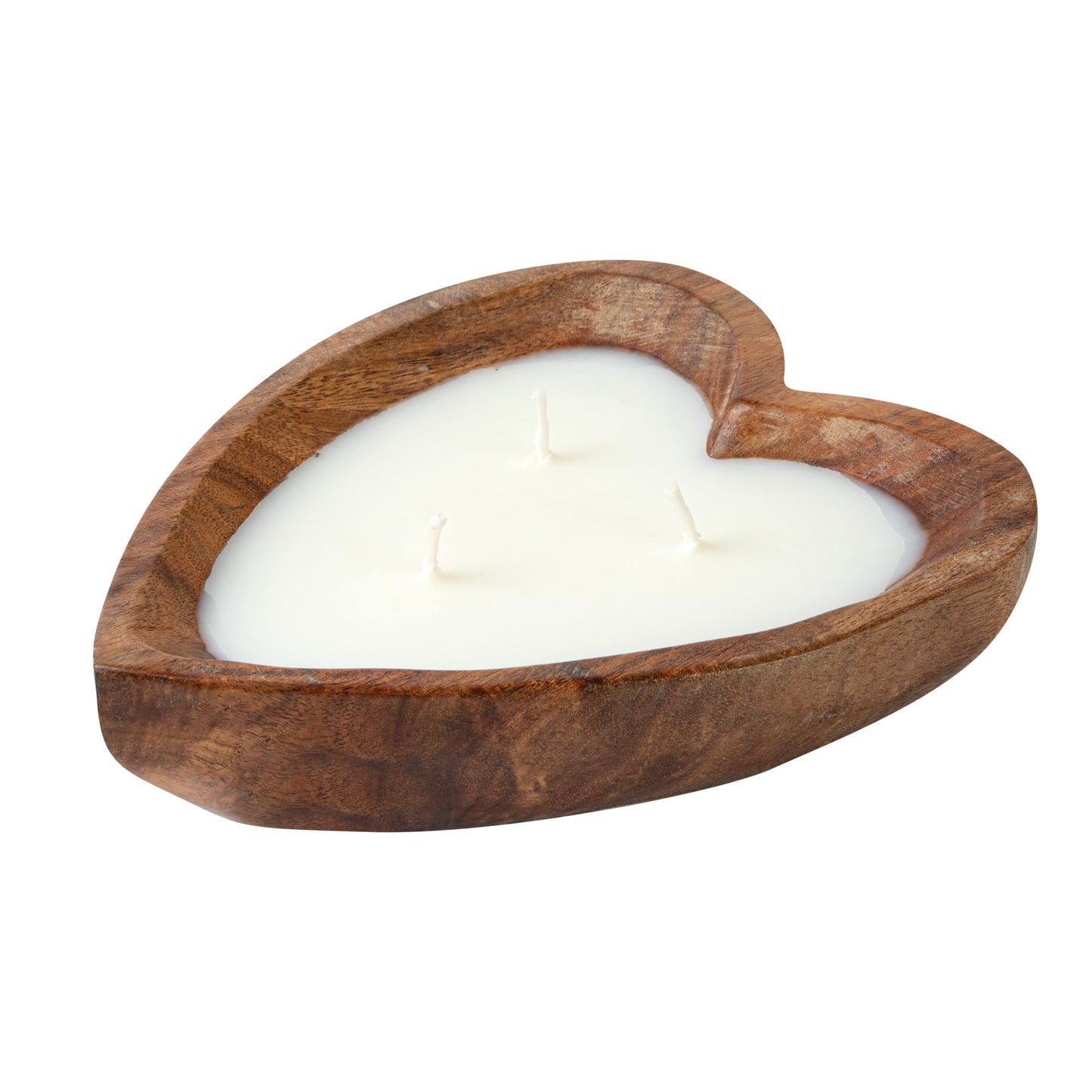 Restaurantware Wooden Bowl Candle - Case of 1-7.09 x 5.51 x 1.97 Inches - Soy Wax Aromatherapy Candle - Handmade Design - Brown Heart Shaped Home Decor