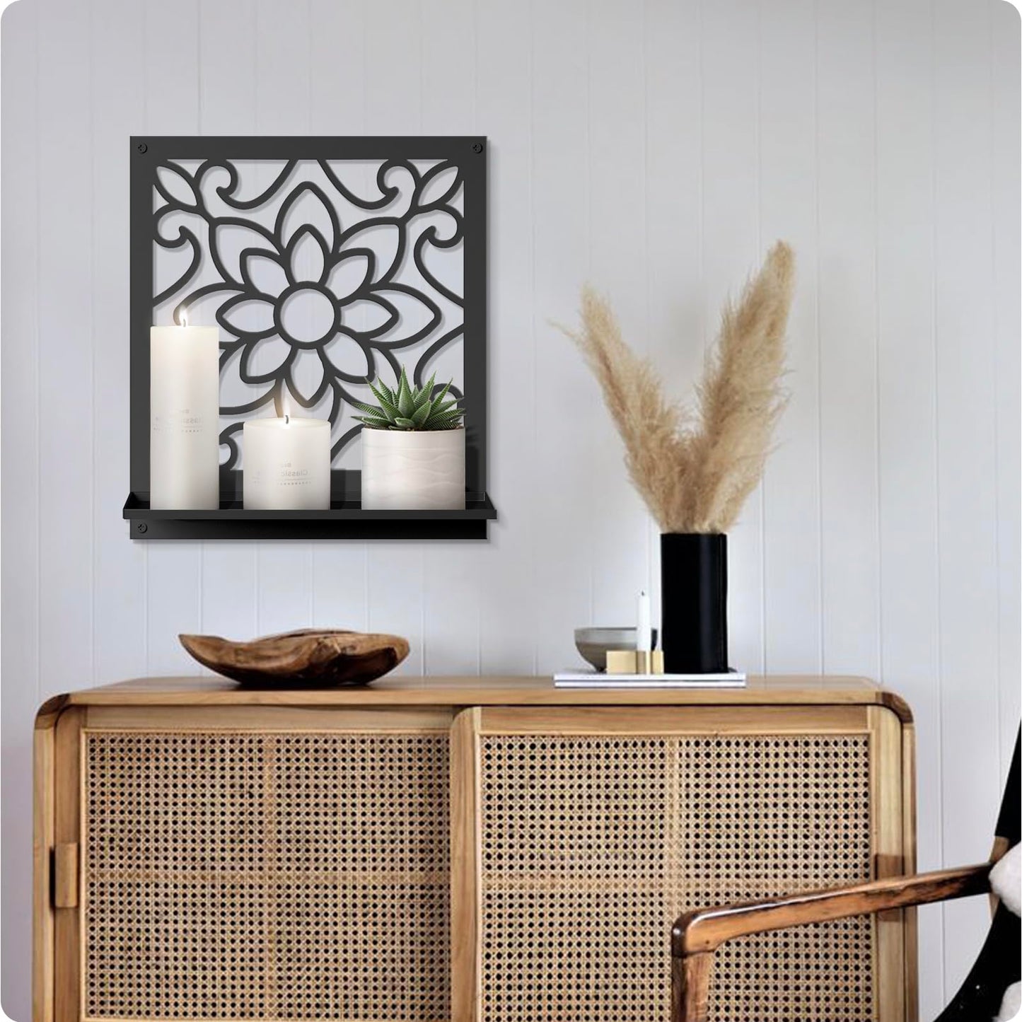Metal Wall Candle Sconce Holder, Rustic Bathroom Wall Decor for Living Room Bedroom Bathroom (2 Pack, 11.8 x 13 in)