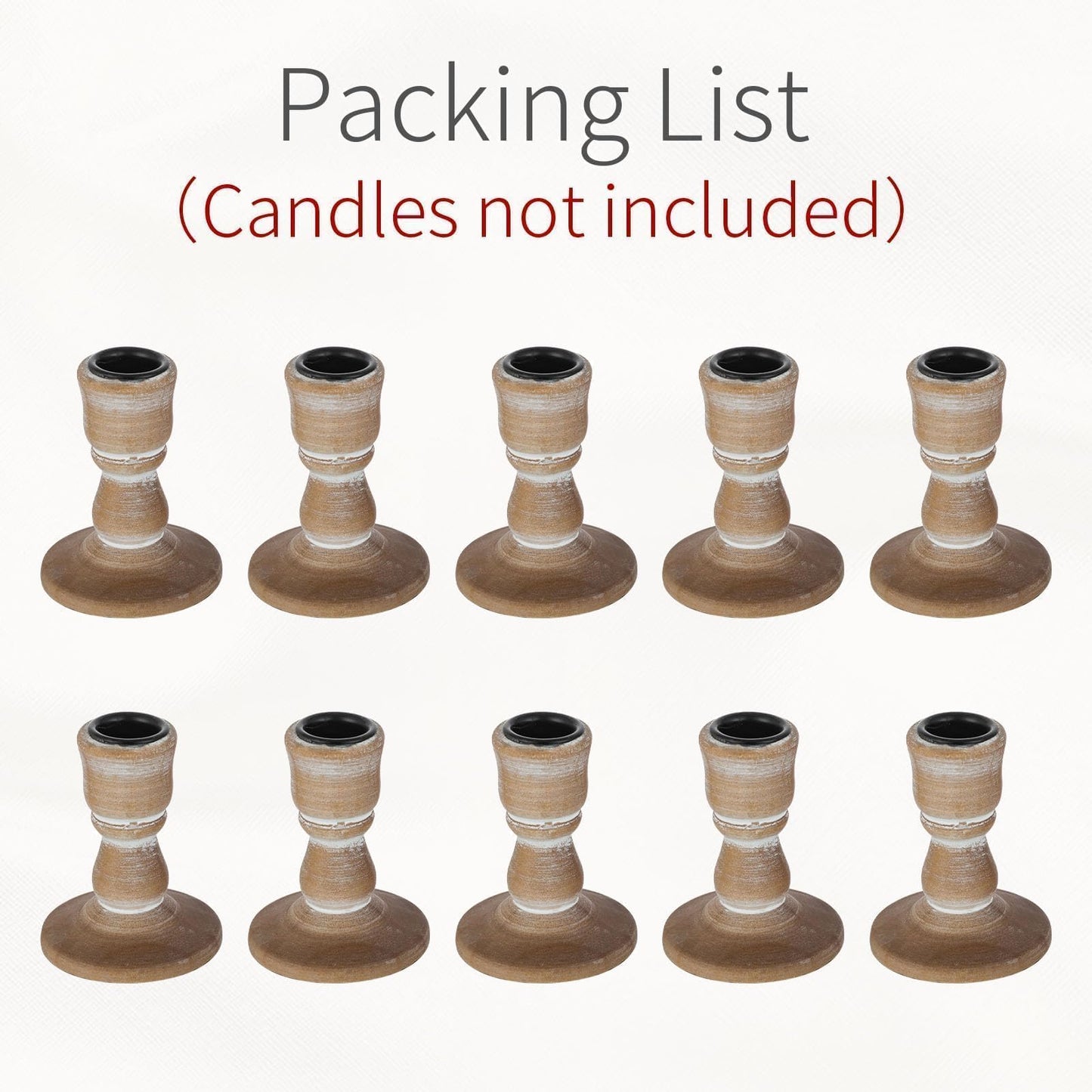 Inweder Wooden Taper Candle Holders: Wood Candlestick Holders Rustic Farmhouse Fall Decor for Living Room Dinning Table Centerpiece Christmas Set of 10
