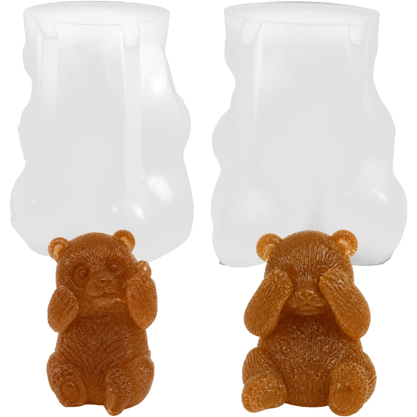 Set of 2 Panda Silicone Molds, 2 Silicone Bears Animal Candle Molds for Party Chocolate, Suitable fit for Resin DIY
