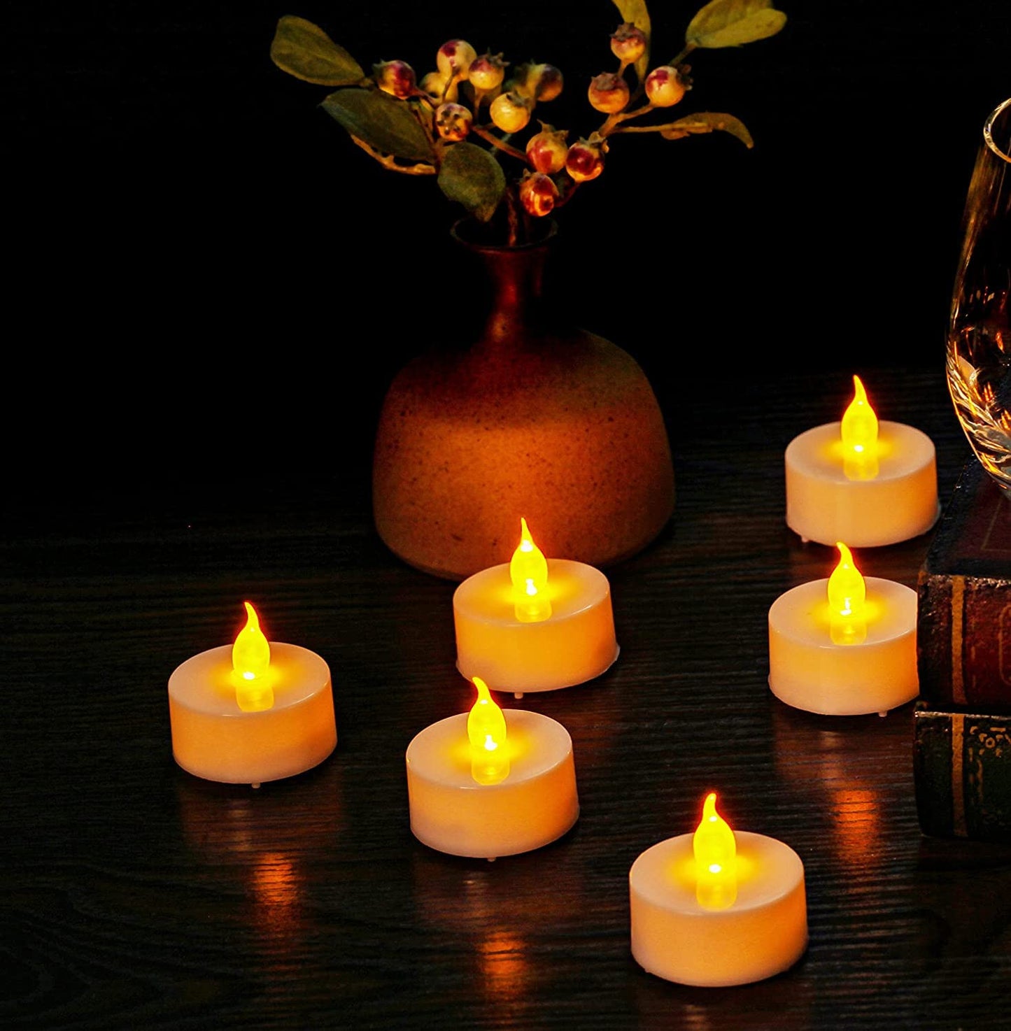 Anziner 24 Pack flameless led Tea Lights Candles, Warm Yellow Last 200 Hours,Flickering tealight Candles,Battery Operated Tea Lights for Home Decoratioin