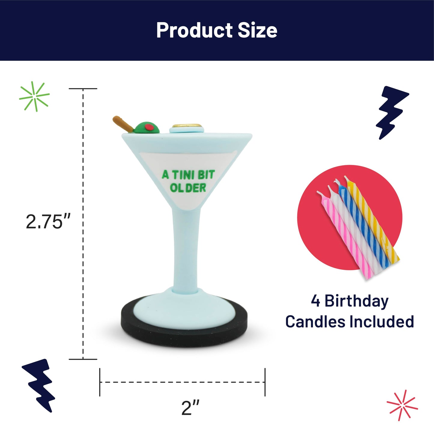 GOOFBALLS Funny Birthday Candle Holder – Humorous Party Decoration & Gag Gift – Quirky Cake Topper for Adults & Friends - Martini