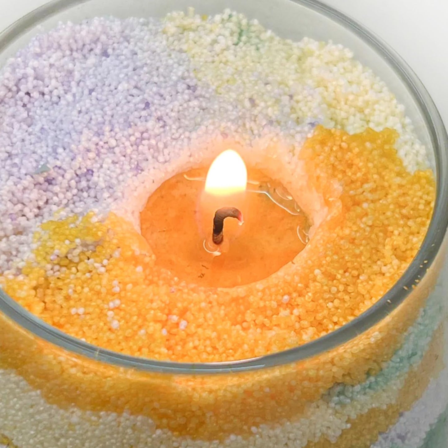 CoolCrafts Sand Wax Candle with Wicks 2 LB Pearled Sand Candle Bulk for Candle Making, Wedding Decor, Crafts - Light Blue