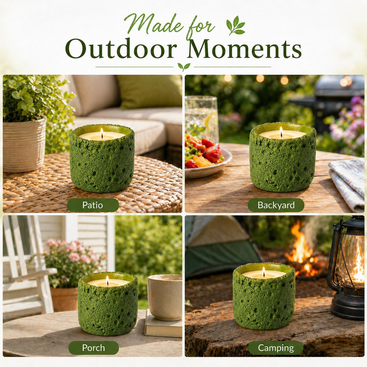 Viyffo 6oz Citronella Candle Outdoor, Small Citronella Candle Indoor, Candles for Home Scented, Non Toxic Soy, Green Ceramic Jar for Patio, Backyard Décor & Camping Gift (12+ Hours Burn)