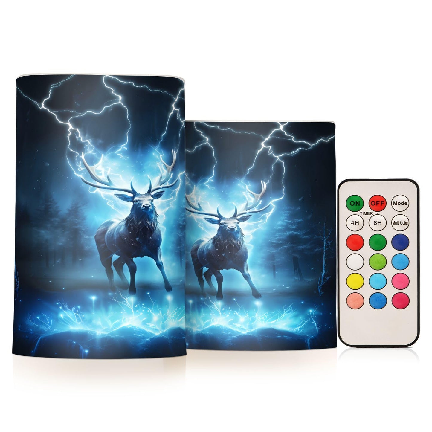 ALAZA Deer Night Flickering Flameless Candles Battery Operated with Remote Timer,Tea Light Candles LED Pillar Votive Candles Set of 2 for Outdoor Indoor Decorations