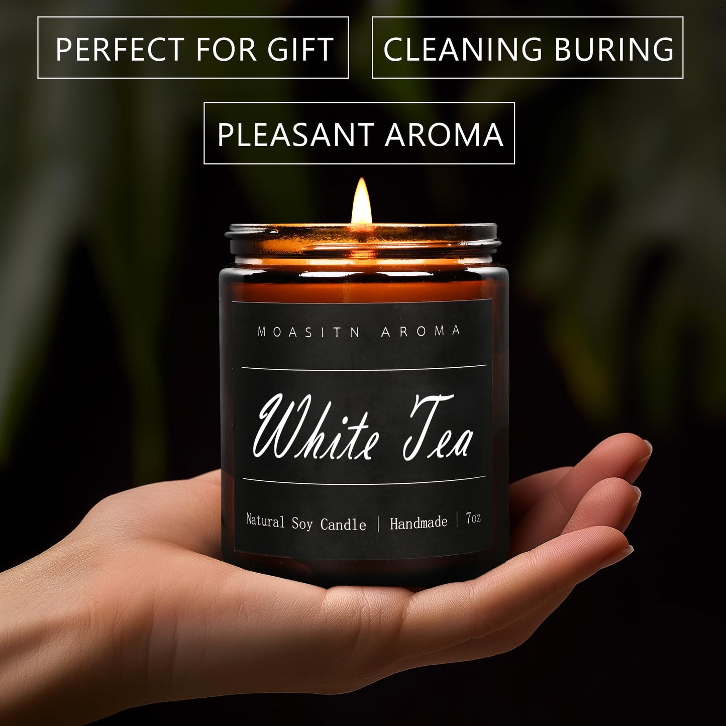 MOASITN White Tea Heavenly Scented Candles for Home| Natural Soy Aromatherapy Candle| Handmade Long Lasting Jar Candel| Women,Men Gift for Birthday,Housewarming,Thank You,Relaxing| 7oz
