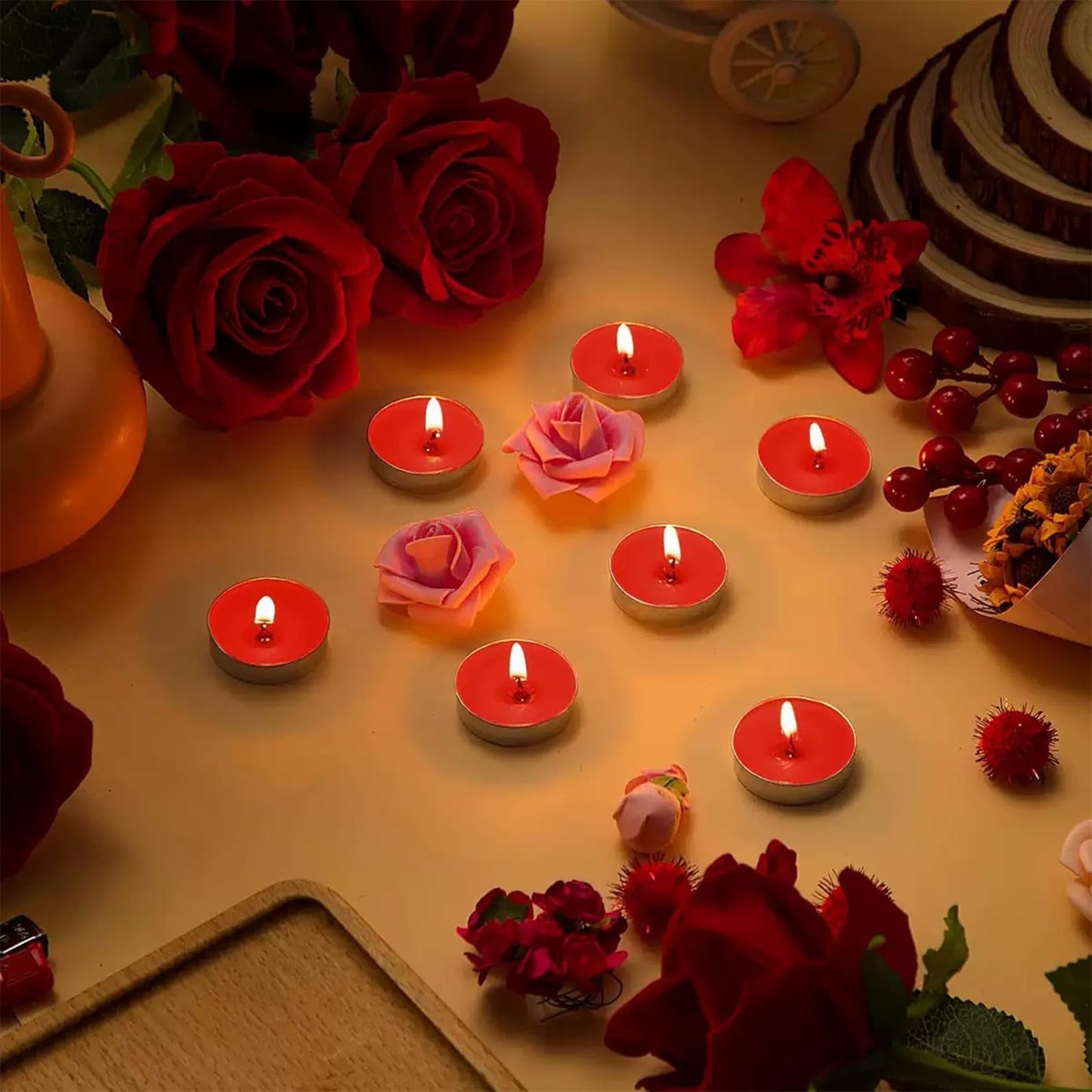 50 Packs Tea Lights Candles -Tealight Candles Decorations for Weddings, Parties,Halloween, Valentine's Day, and Christmas
