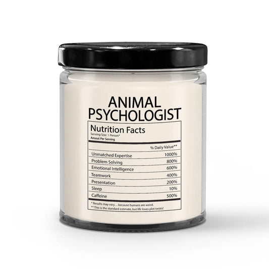 Funny Gifts for Animal Psychologist Nutrition Facts Label - Christmas Candle for Coworker Staff Employee Boss Manager - Thank You, Birthday - Vanilla Scented Soy Wax, 9oz