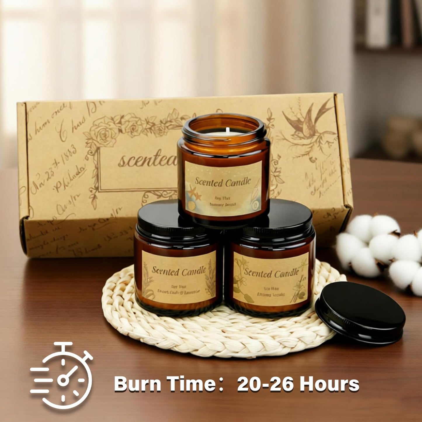 3 Packs Scented Candles, Soy Wax Aromatherapy Candles Set, 3.5oz Each, Natural Wax Candles for Home, Bedroom, Bathroom, for Women & Men Ideal Gift for Birthdays (Vanilla, Lavender, Summer Beaches)