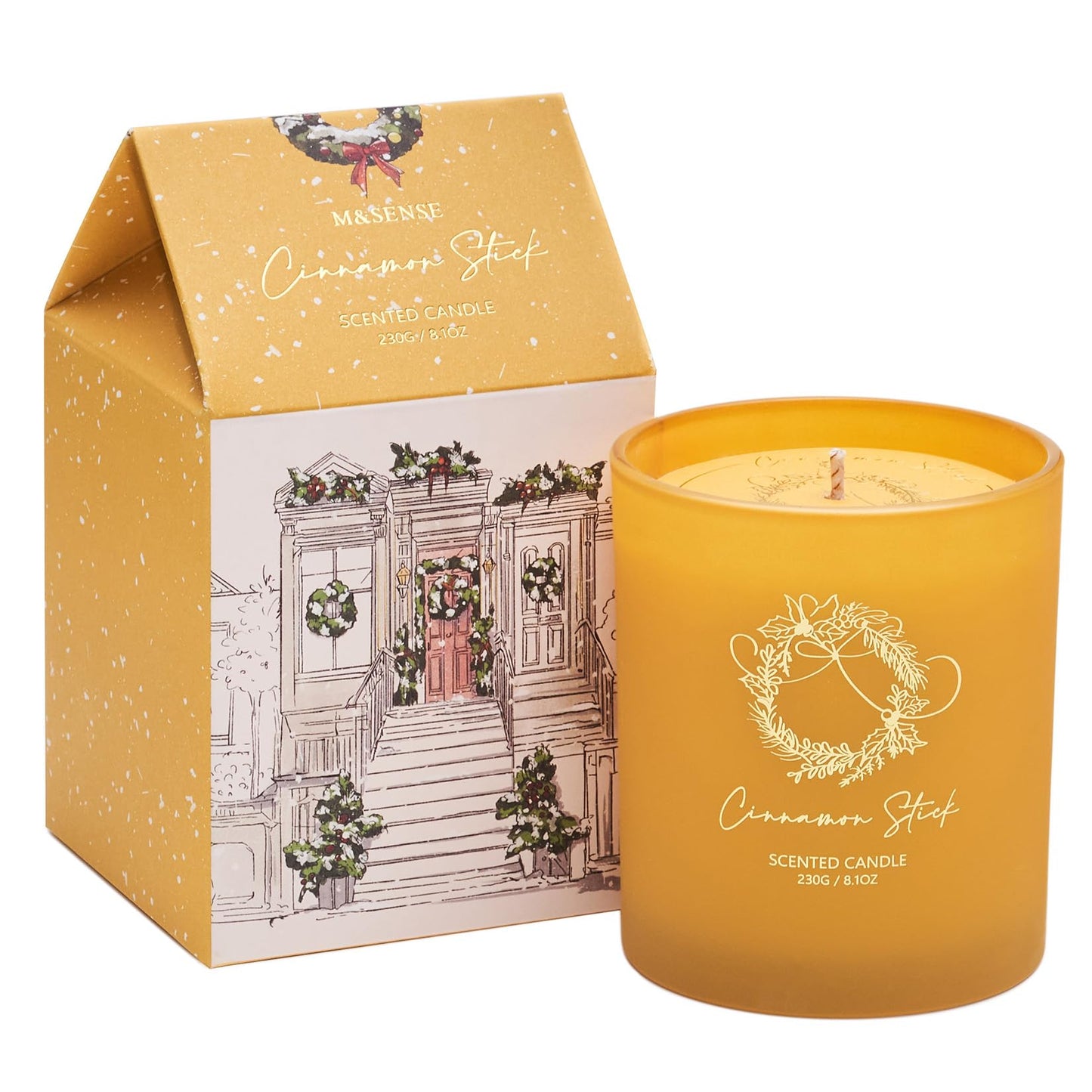 M&SENSE Christmas Holiday Candle - Cinnamon Stick Scent, 8.1oz Soy Wax, Ideal Winter Home Decor Gift for Women and Men