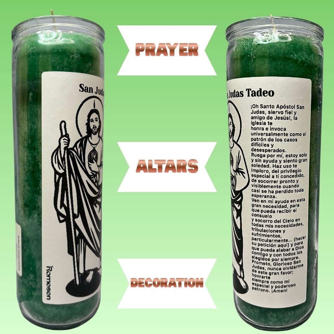 Romesen Special Edition San Judas Tadeo, Veladora 7-Dias, Saint Jude 7-Day Prayer Candle