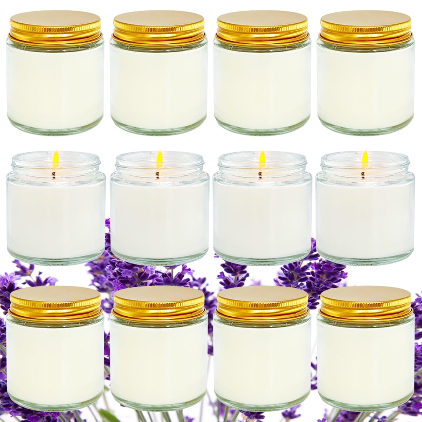Veiuwa 12 Pcs 4 Oz Mini White Soy Candles,Lavender Scented Candles Set,Bulk Aromatherapy Candle,Great Stress Relieving Scented Candle for Girls as a Gift for Birthdays, Weddings and More!