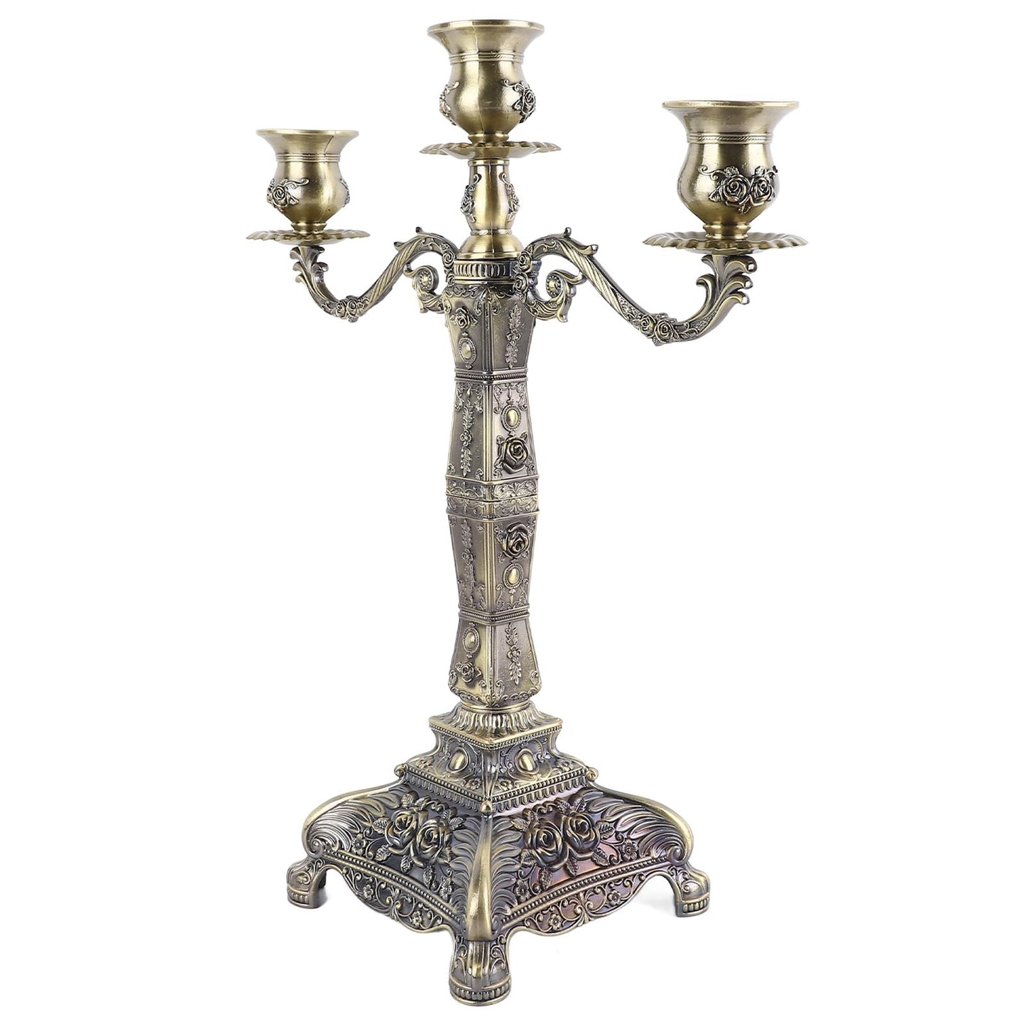 HKINBAS Craft Collection Fit for Metal Arms Candelabra European Style Retro Candlestick Holder Romantic Candle Holder Decoration for Wedding Dinner Party Decoration (Bronze Three Heads)