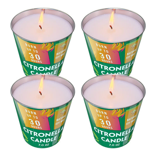 Patio Citronella Candles Outdoor, 4 Packs Natural Soy Wax Fly Off Candles for Summer Porch Home Outside Camping Picnic,120 Hours Burn