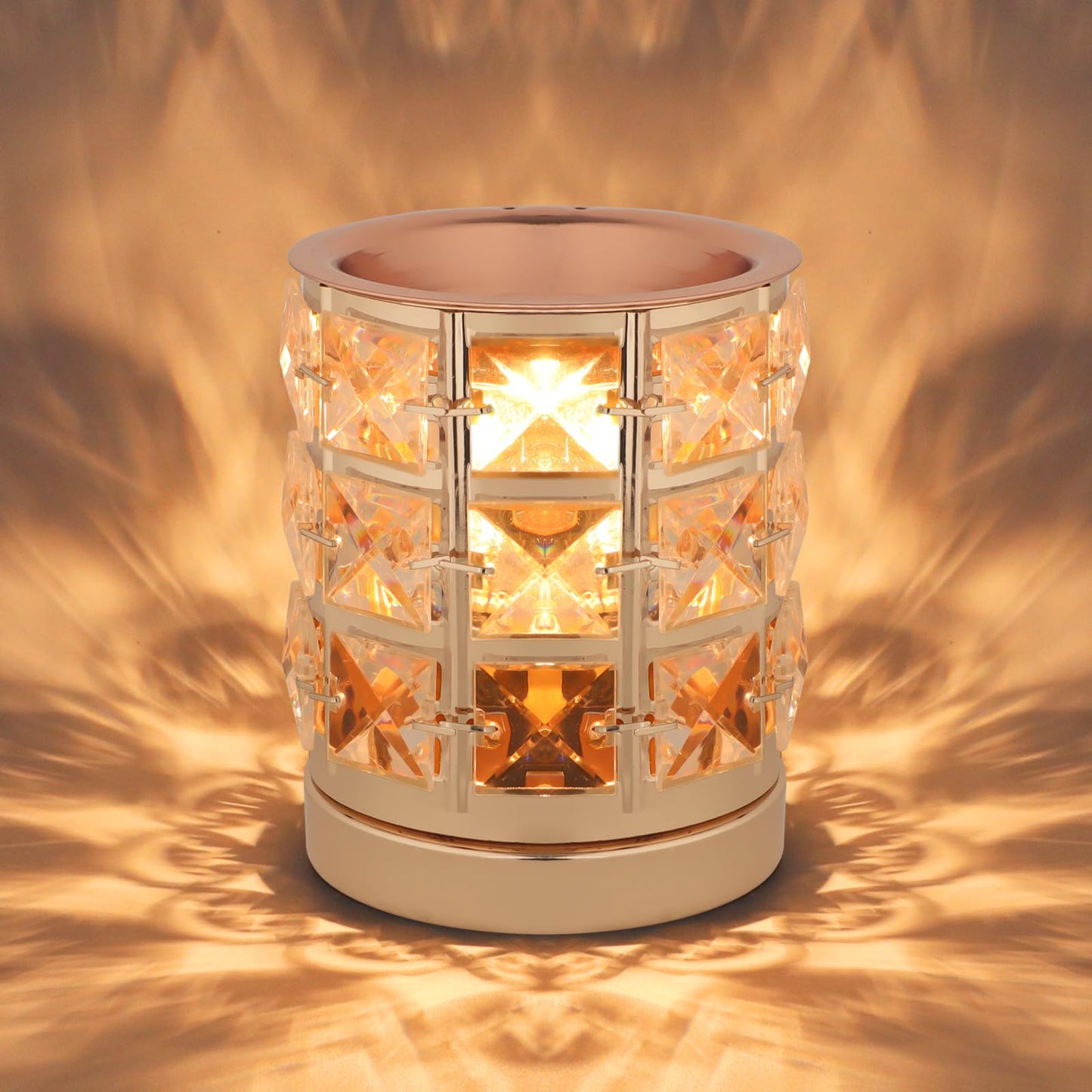 Crystal Wax Melt Warmer Candle Wax Warmer for Scented Wax 2 in 1 Wax Melts Fragrance Warmer Wax Cubes Melter Home Office Deco Night Light Valentines Day Birthday Gifts for Women Mom Girl(02-Gold)