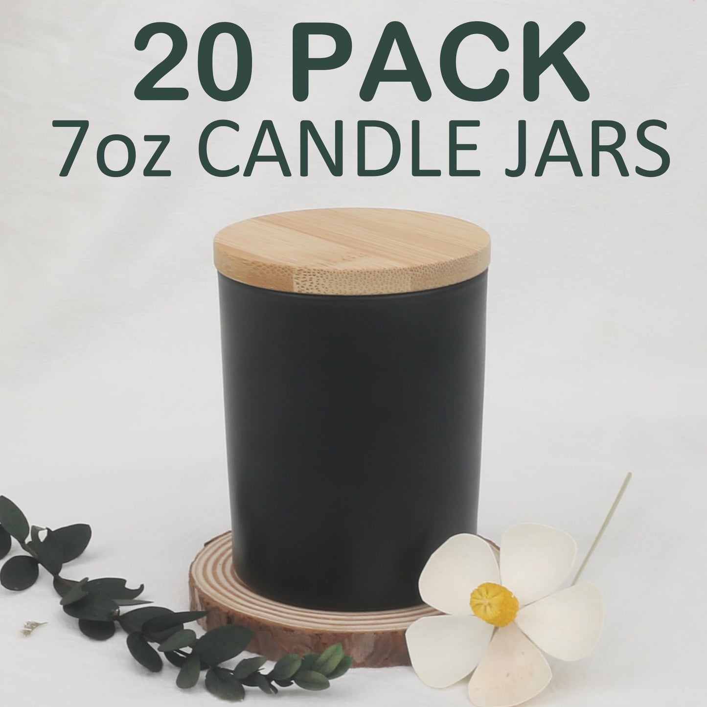 MILIVIXAY 20 Pack 7 OZ Matte Black Thick Glass Candle Jars with Lids - Bulk Empty Candle Jars for Making Candles - Spice, Powder Containers.