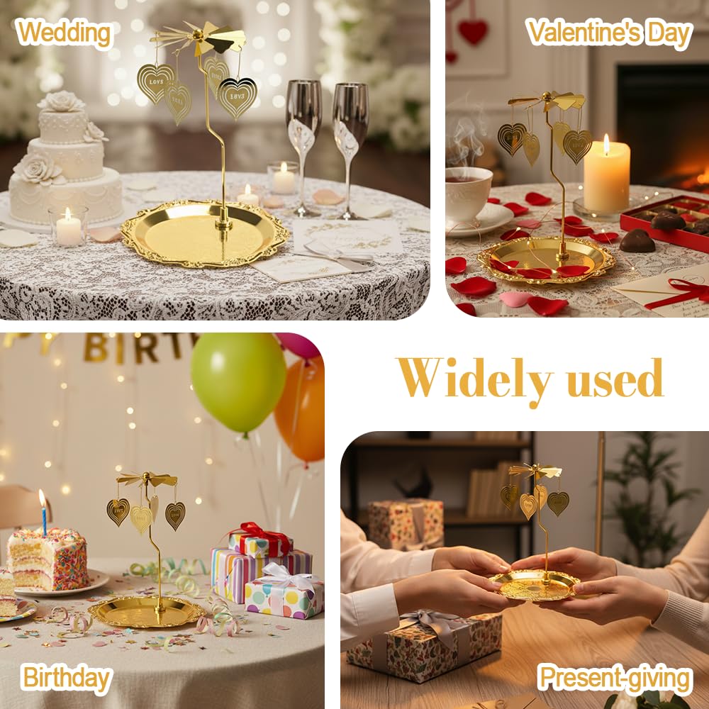 Candlestick Holders,Spinning Candle Holder with Tray for Wedding Valentine's Day Table Centerpiece Party Decor