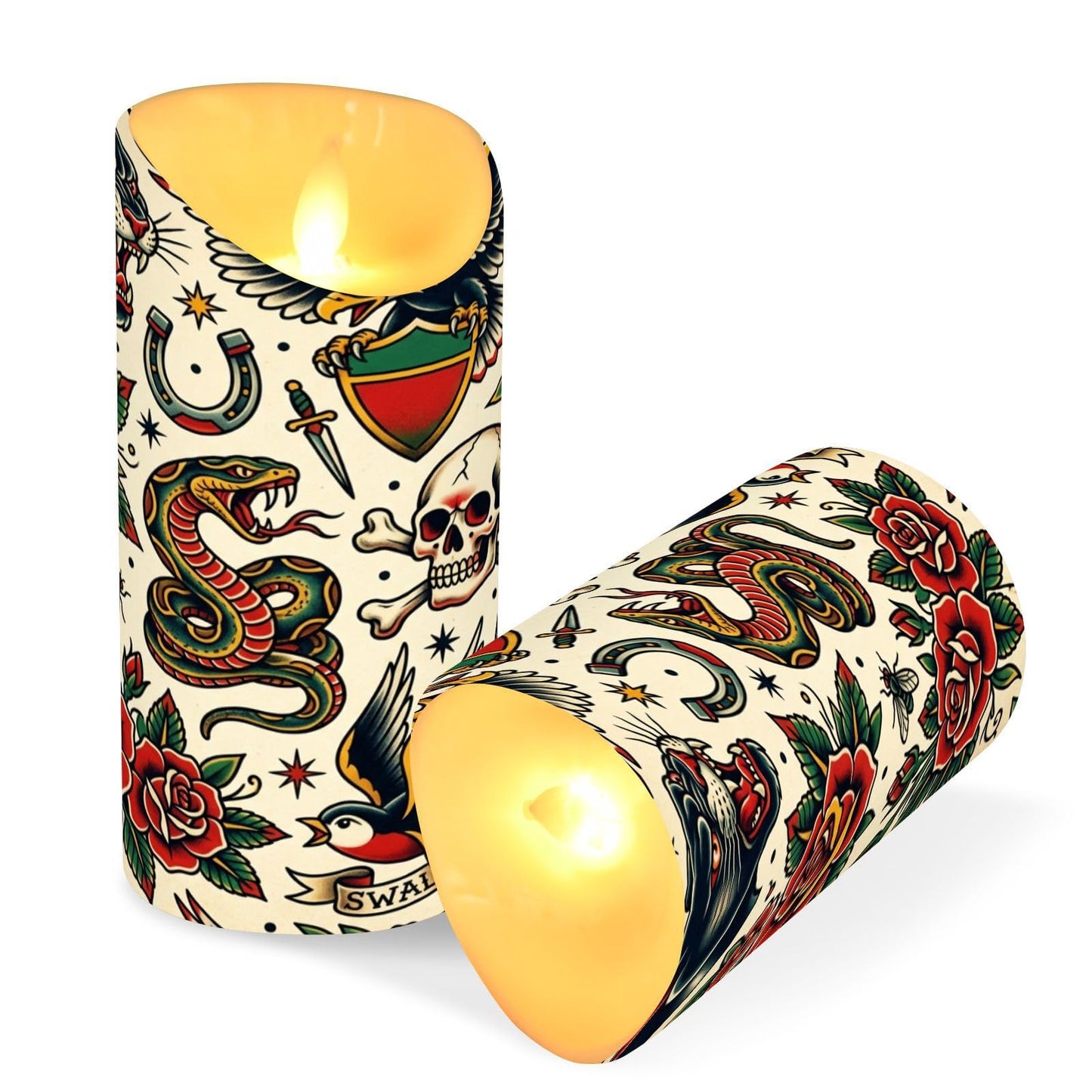Gravopti Old School 2 Pack Flameless LED Pillar Candles with Remote & Timer, Battery Operated, Flickering Wax Candle for Wedding, Romantic Home & Party Decor