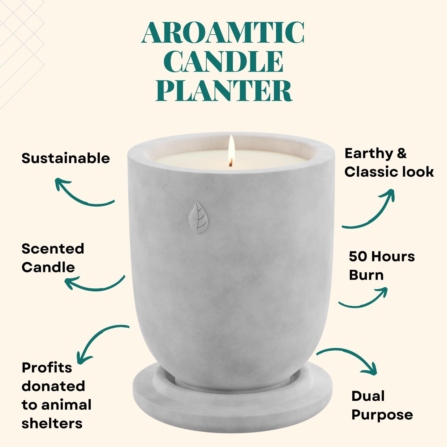 Matani Concrete Cement Candle Planter - Aromatherapy Soy, Dual Purpose Jar - Grey Lavender