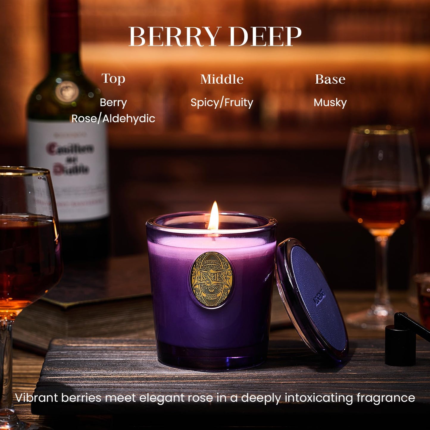 M&SENSE Natural Strong Soy Candle | Berry Rose & Purple | 9.2 oz, 50H Burn Time | Luxury Scented Candle for Relaxation, Gifting, Home Décor | Ideal for Bedroom, Office, Party Ambiance