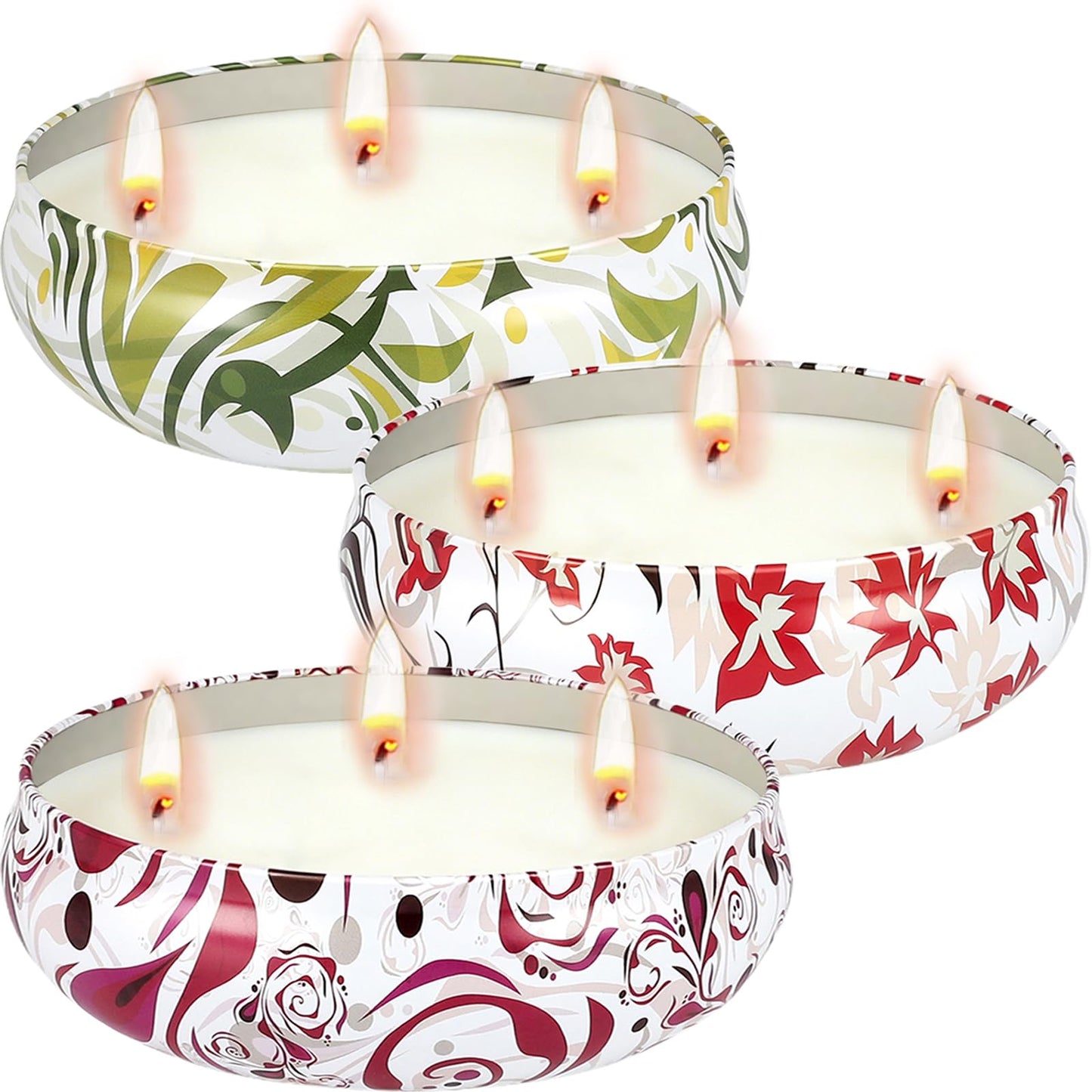 Citronella Candles Outdoor 3 Pack, Large 3-Wick Citronella Candle for Patio, Natural Soy Wax, 240 Hours Long Burn Time for Backyard, Deck, Garden, Camping - 12 oz Each (36 oz Total)