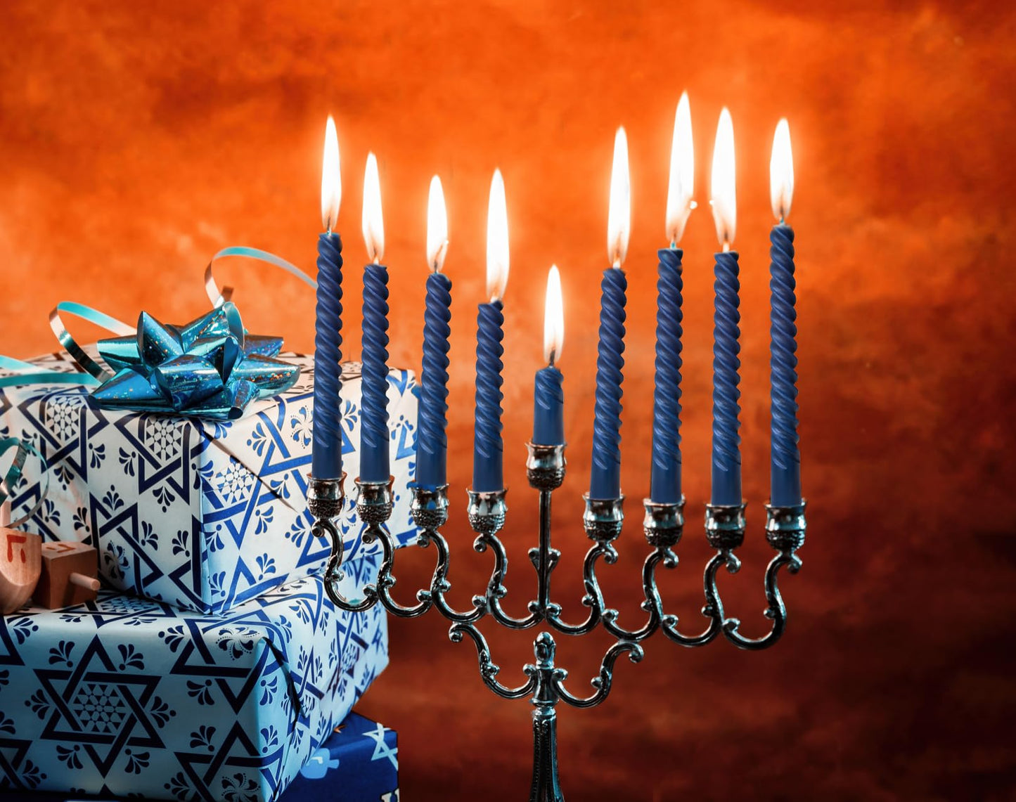 6 Pack 10 Inch Navy-Blue Spiral Taper Candles for Hanukkah and Winter Home Decoration, Unscented Dripless Twisted Candlesticks for Dinner Beach-Themed Decor Relaxation and Meditation