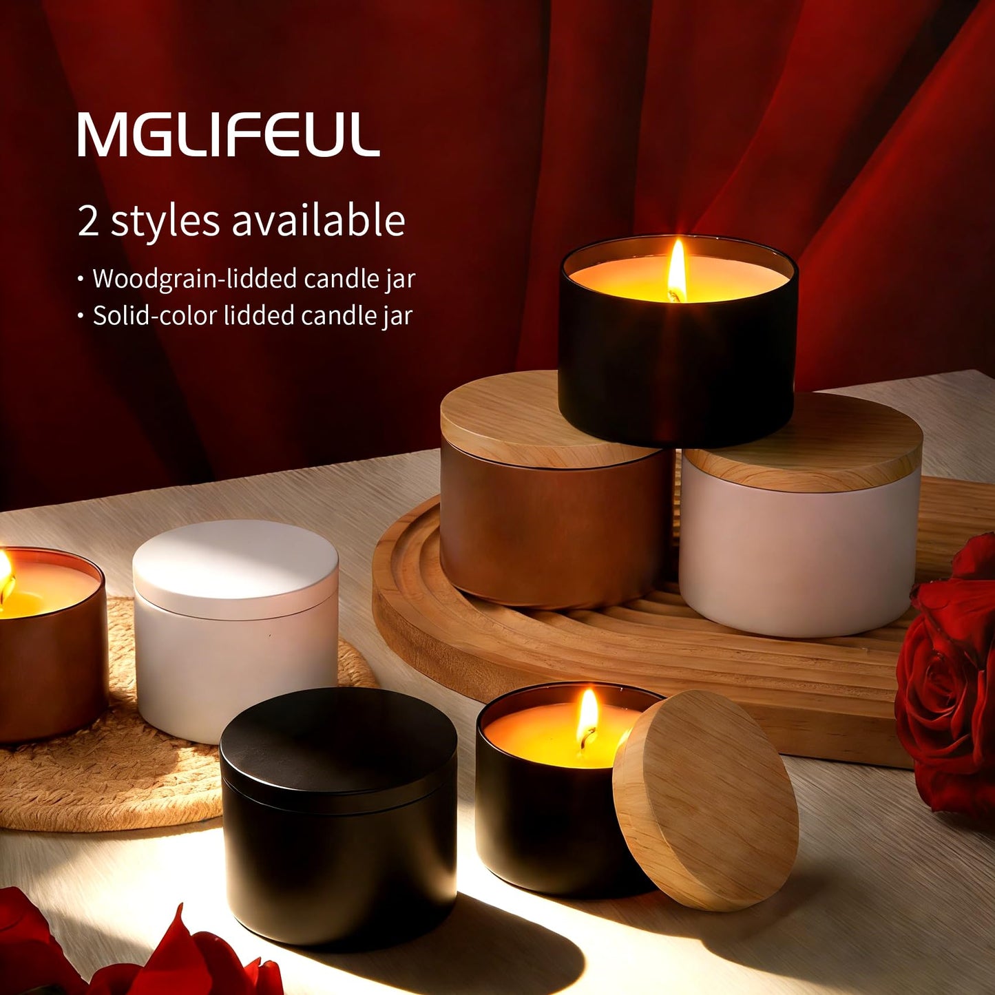 MGLIFEUL Candle Tins Jars Container Vessels for Making 4 8 Oz Black Empty Candle Tins Can Gift Box Packaging Plate with Lids Wax Container Bulk Making DIY Candle Supplies Accessories(Black,4oz,12pcs)