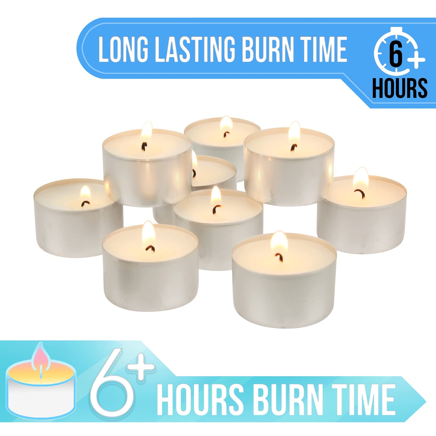 Stonebriar 600 Pack Unscented Tea Light Candles with 6-7 Hour Extended Burn Time, White, 300 Count