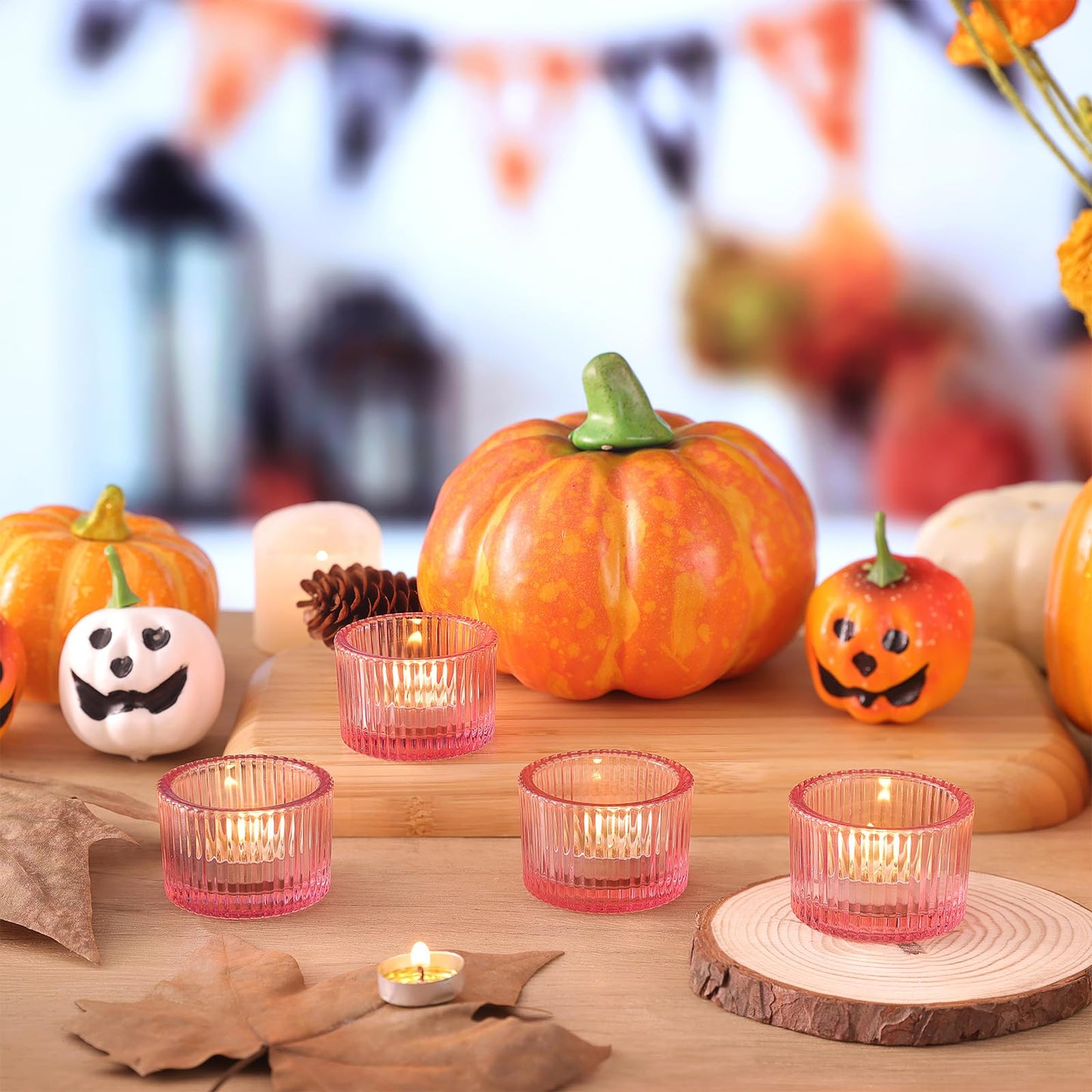 Lanttu Pink Tealight Candle Holder Set of 12, Small Votive Candle Holders for Table Centerpiece,Glass Tea Light Candles Holder for Party&Home,Wedding Decor(2''Dia*1.4''H)
