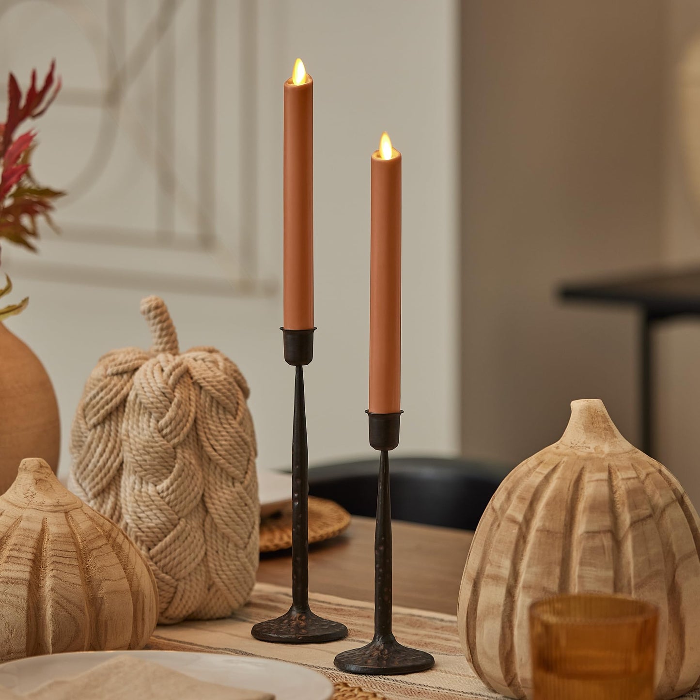 Luminara - Flameless Battery Operated Taper Candle - Adobe Smooth - Pack of 1-1x9.5 - LED Flickering Flame - Realistic Safe for Home Kids and Pets