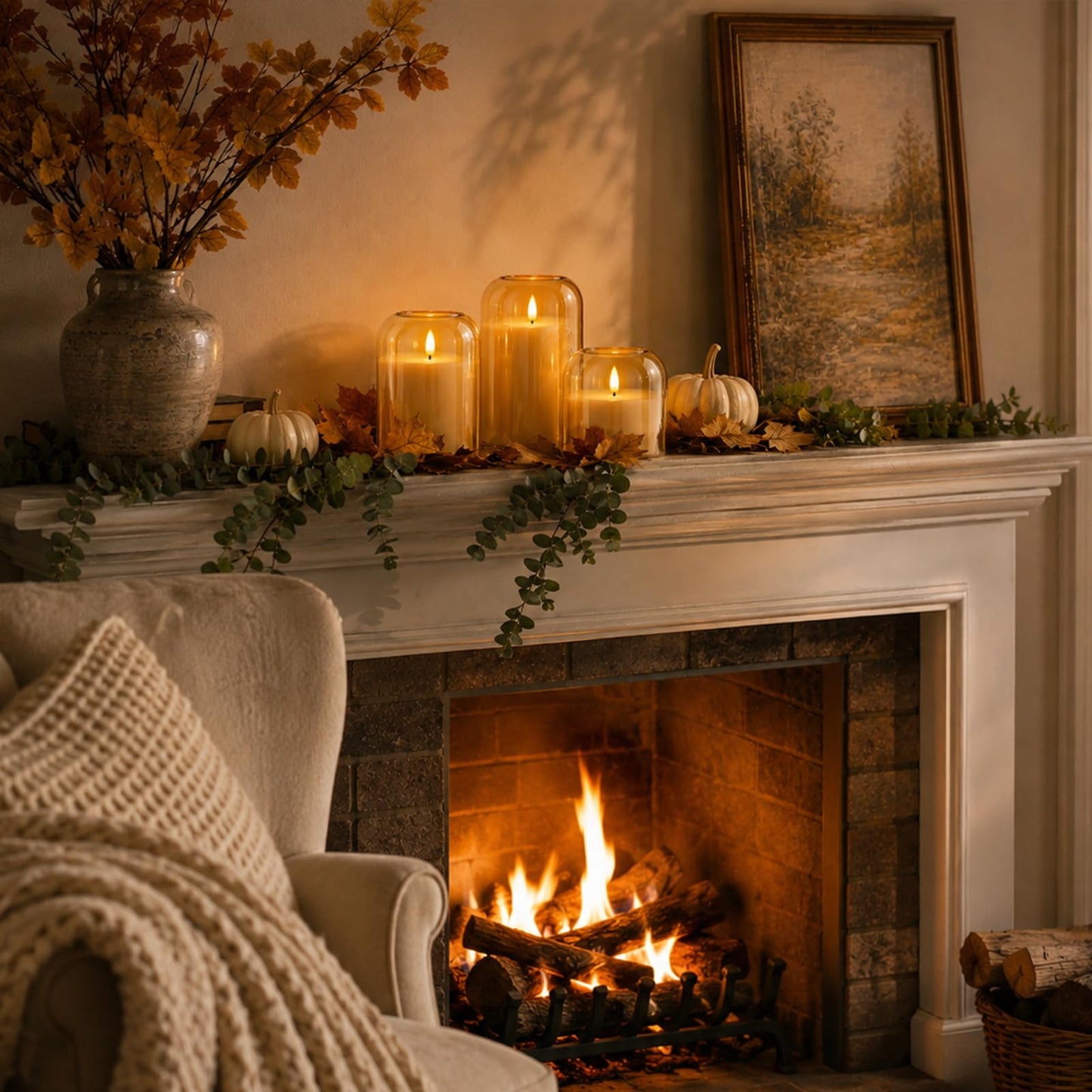 ARIKJ Amber Glass Flameless Candles with Remote, 3-Pack LED Pillar Candles for Classy Fall Decor, Modern Aesthetic Room, Thanksgiving Centerpiece, Boho Shelf, Mantel & Coffee Table