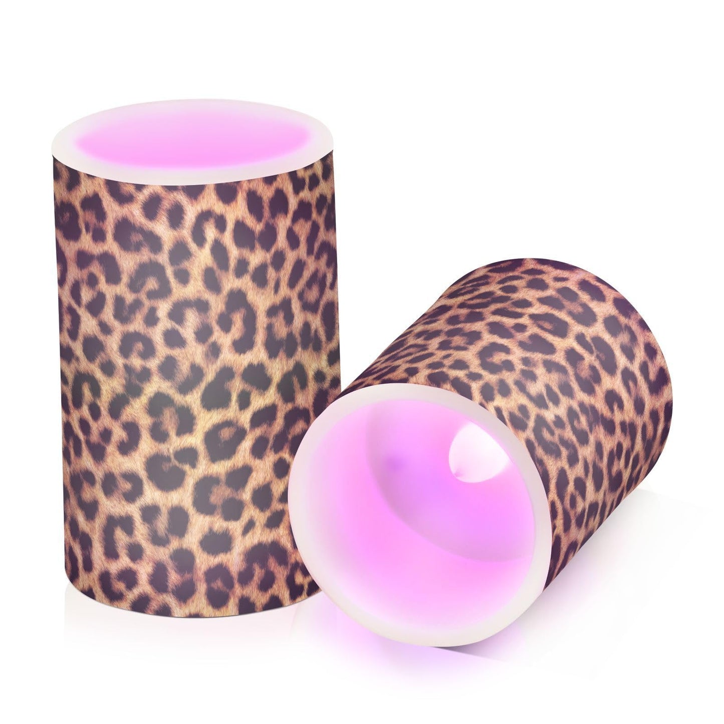 BOENLE Flickering Flameless Candles, Leopard Texture LED Candles with Remote Timer, Set of 2 Battery Operated Candle for Valentine Wedding Birthday