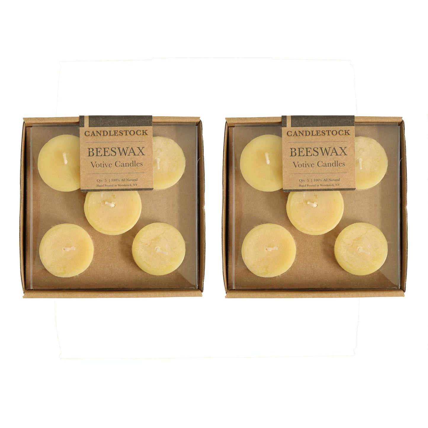 Candlestock Pure Beeswax Votive Candle 10 Pack - 100% Pure Beeswax Votive Candles Sets