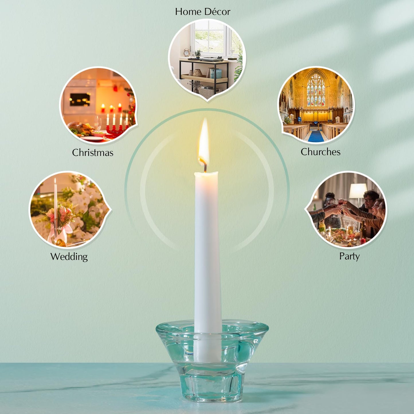 Hausware 36 Pack Taper Candles, 8 Hour Burn Time,Unscented Dripless and Smokeless, 10 inch Elegant Premium Quality Dinner Candle for Home Décor, Restaurant, Wedding, Party Candlesticks (White)