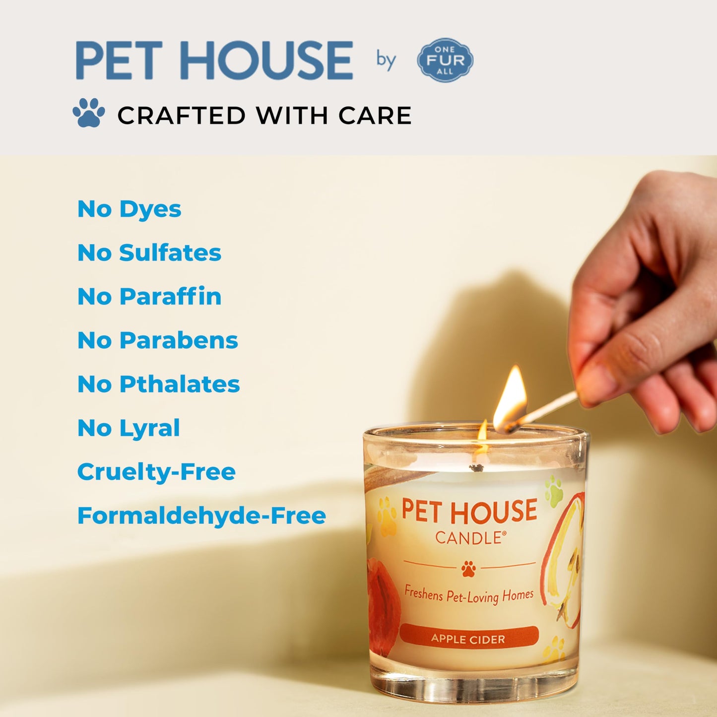 Pet House Candles, Clean Long-Lasting Pet Odor Candles for Home, Plant-Based, 60 Hour Burn Time - Lemon Cupcake, 9 oz