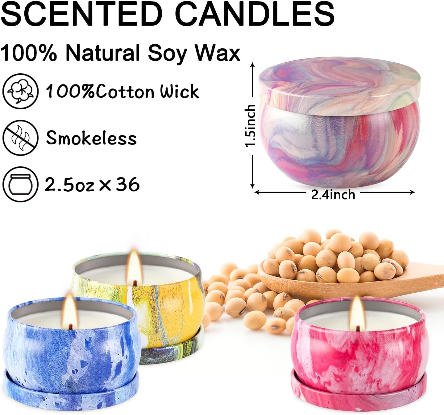 YOROXRG Scented Candles Gifts Set 24 Pack Soy Wax Travel Tin Jar Candles for Home 2.5 OZ Scented for Mom for Christmas, Birthday, Thanksgiving, Mother's Day