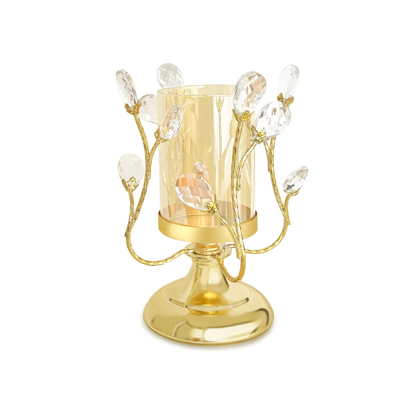 YIUTOYILY Gold Hurricane Candle Holder, Gold Glass Pillar Candle Holders with Clear Glass Sleeve - Elegant Centerpiece for Weddings, Dinners, Party Decor