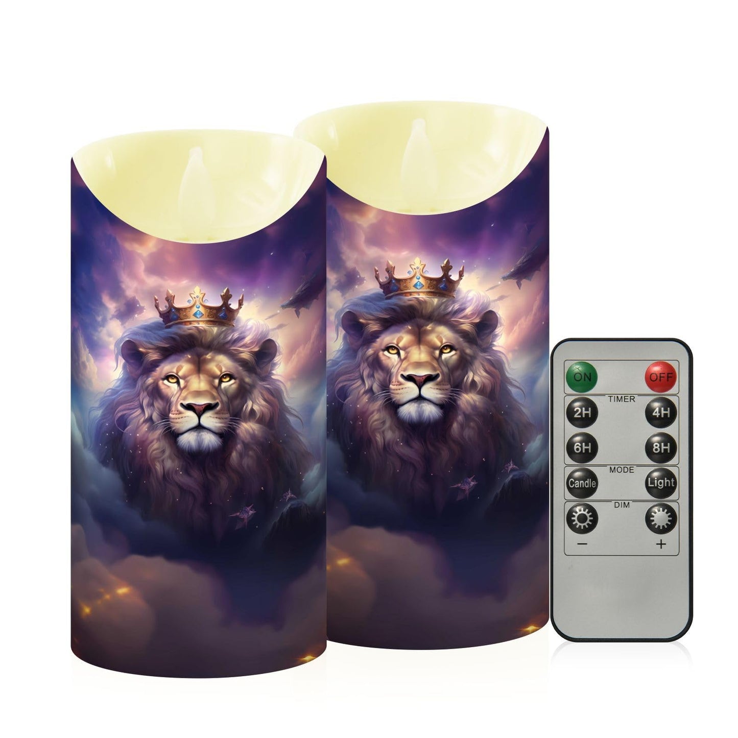 ALAZA Lion with Crown Flameless Candles with Remote Timer,LED Flickering Battery Operated Electric Pillar Tea Light Candles for Wedding Table Christmas Decorations 3" x3.9"
