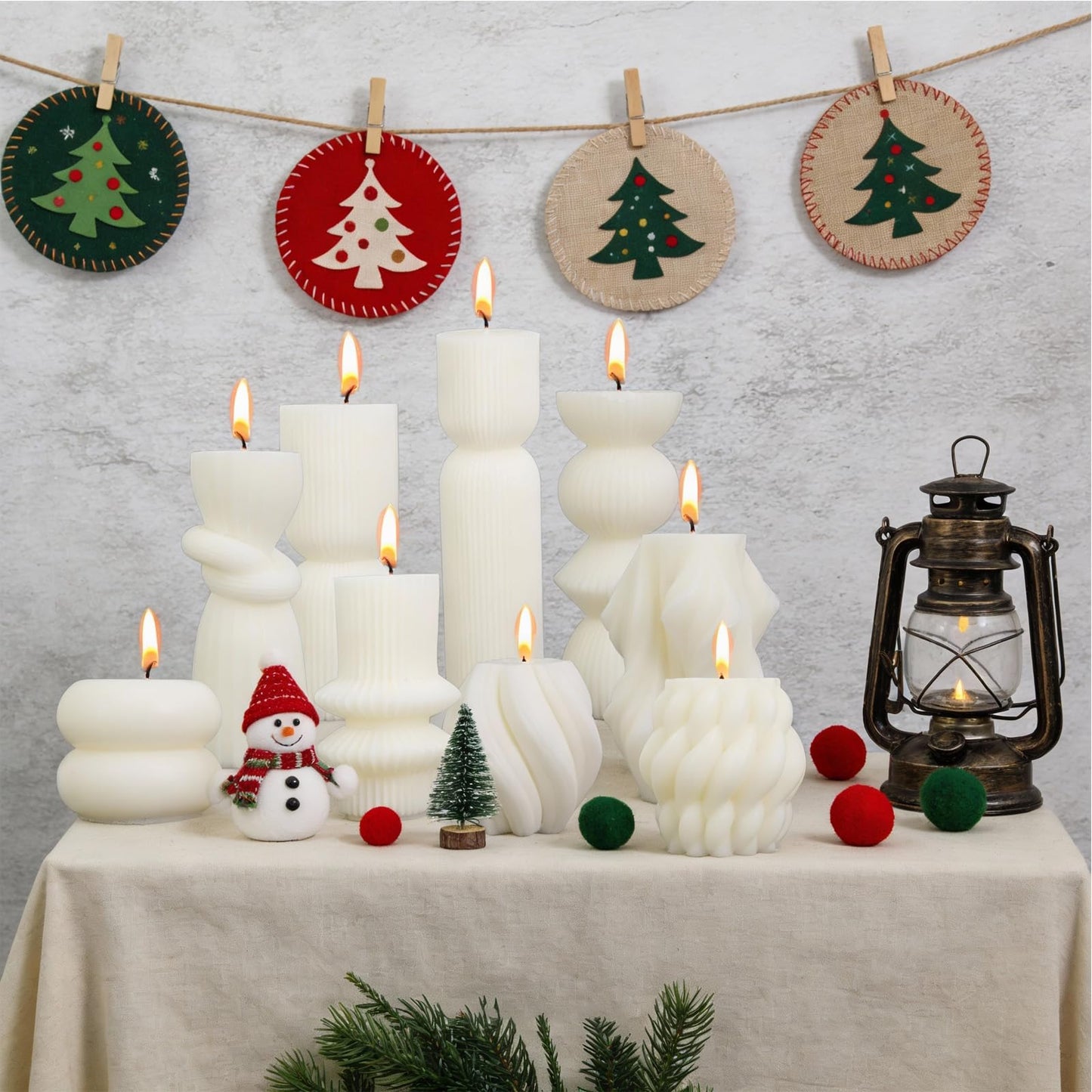 PEDOBALI 10 Pcs Pillar Candles White Aesthetic Modern Candles Set Soy Wax Handmade Ribbed Decor for Housewarming Gift, Home Decor, Table Decor, Shelf