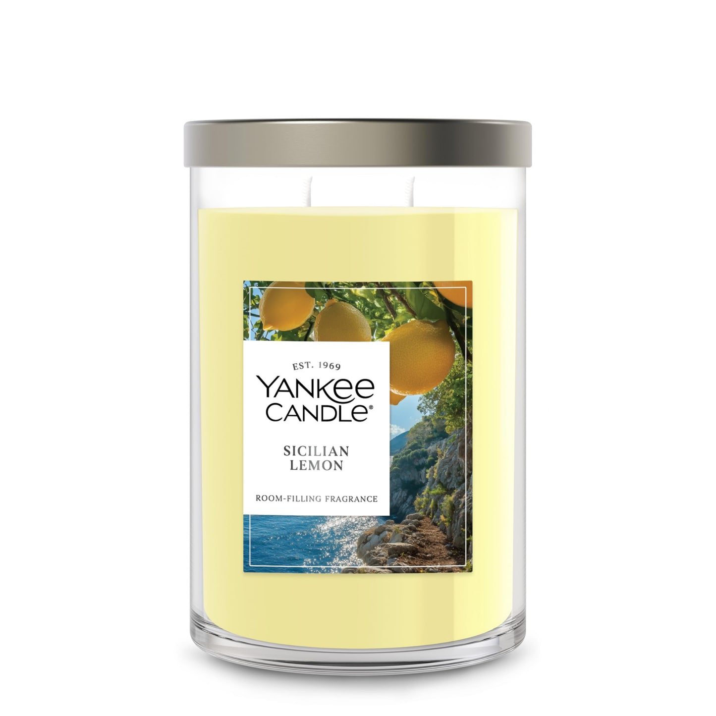 Yankee Candle Large Tumbler Scented Candle with up to 80 Hour Burn Time, Premium Plant Wax Blend for Consistent Burn, 20 oz Tumbler Candle with Room Filling Fragrance, Sicilian Lemon