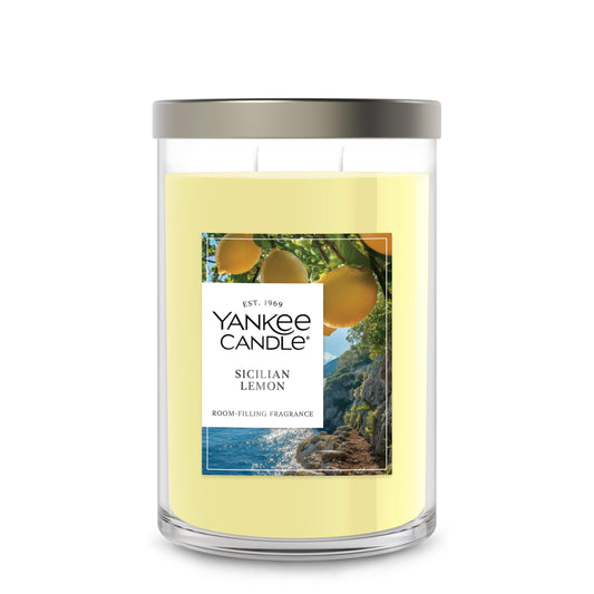 Yankee Candle Large Tumbler Scented Candle with up to 80 Hour Burn Time, Premium Plant Wax Blend for Consistent Burn, 20 oz Tumbler Candle with Room Filling Fragrance, Sicilian Lemon