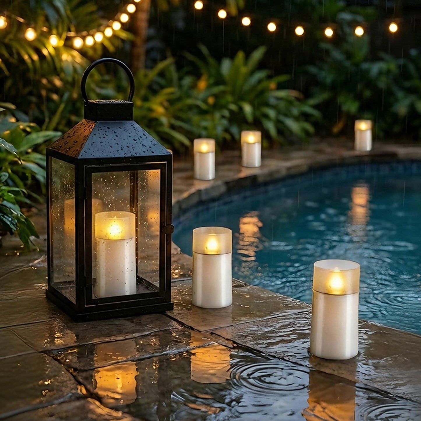 Homemory Solar Candles Outdoor Waterproof, Flickering Flameless LED Candles with Dusk to Dawn Sensor, 3"x6" Solar Powered Candles for Outdoor Lanterns Patio Garden Yard Christmas Decorations, 2 Pack