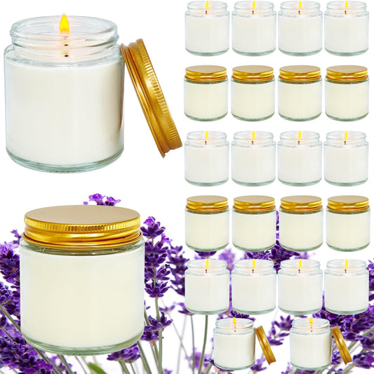 Veiuwa 24 Pcs 4 Oz Mini White Soy Candles,Lavender Scented Candles Set,Bulk Aromatherapy Candle,Great Stress Relieving Scented Candle for Girls as a Gift for Birthdays, Weddings and More!