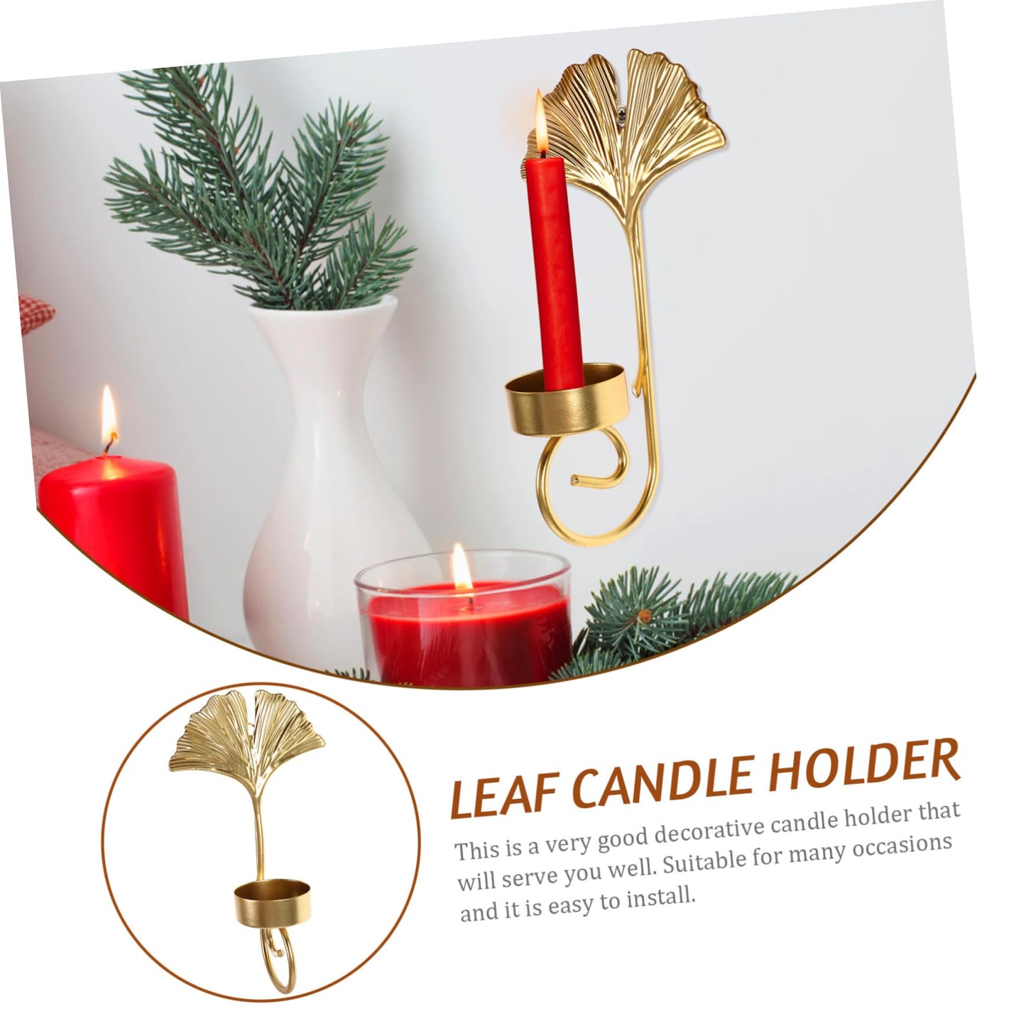 Holibanna Retro Elegant Leaf Wall Hanging Candle Holder Metal Candle Sconces Home Decor