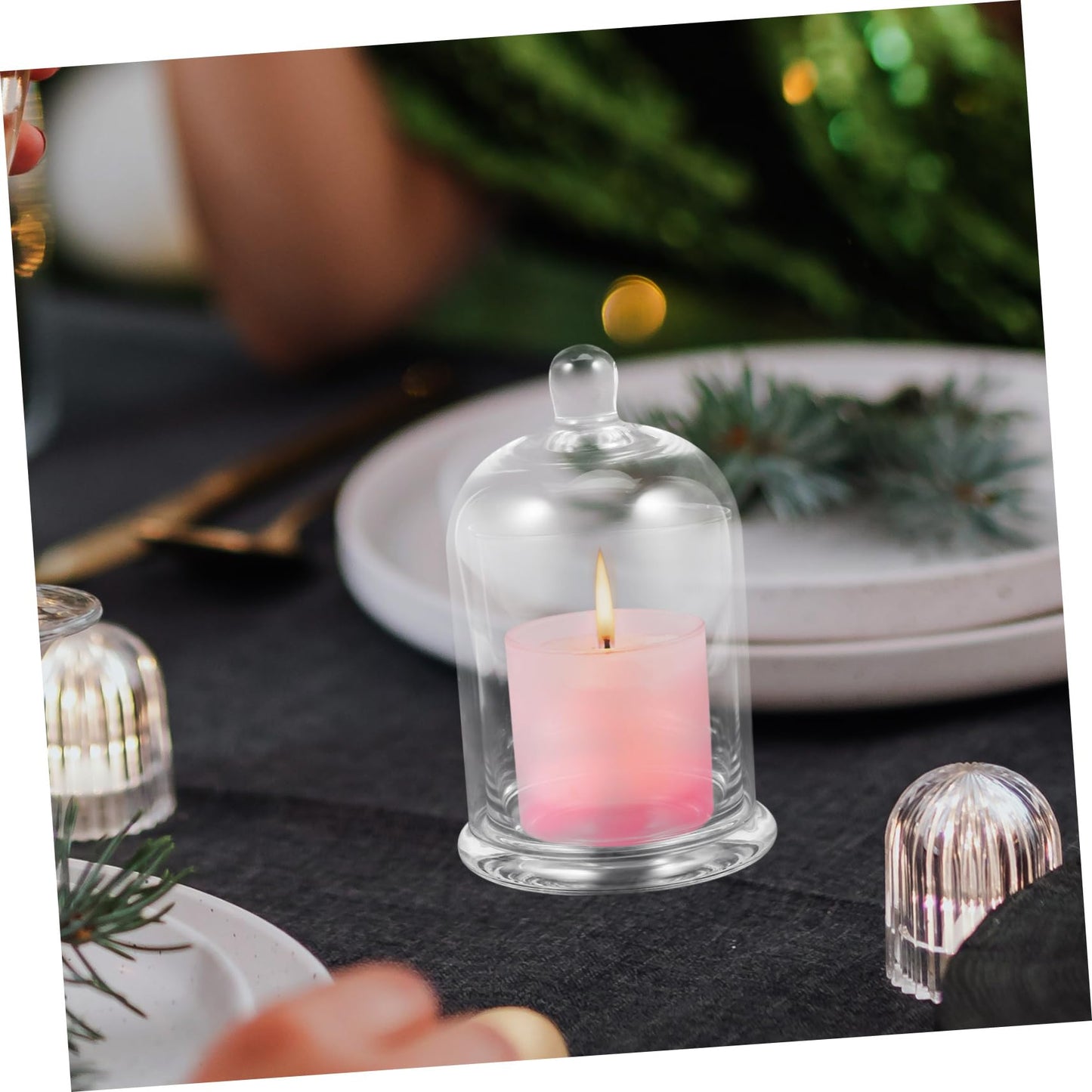 Amosfun 1 Set Elegant Glass Candleholder Decorative Candle Container for Weddings Home and Centerpieces Transparent Design for Romantic Atmospheres and Events